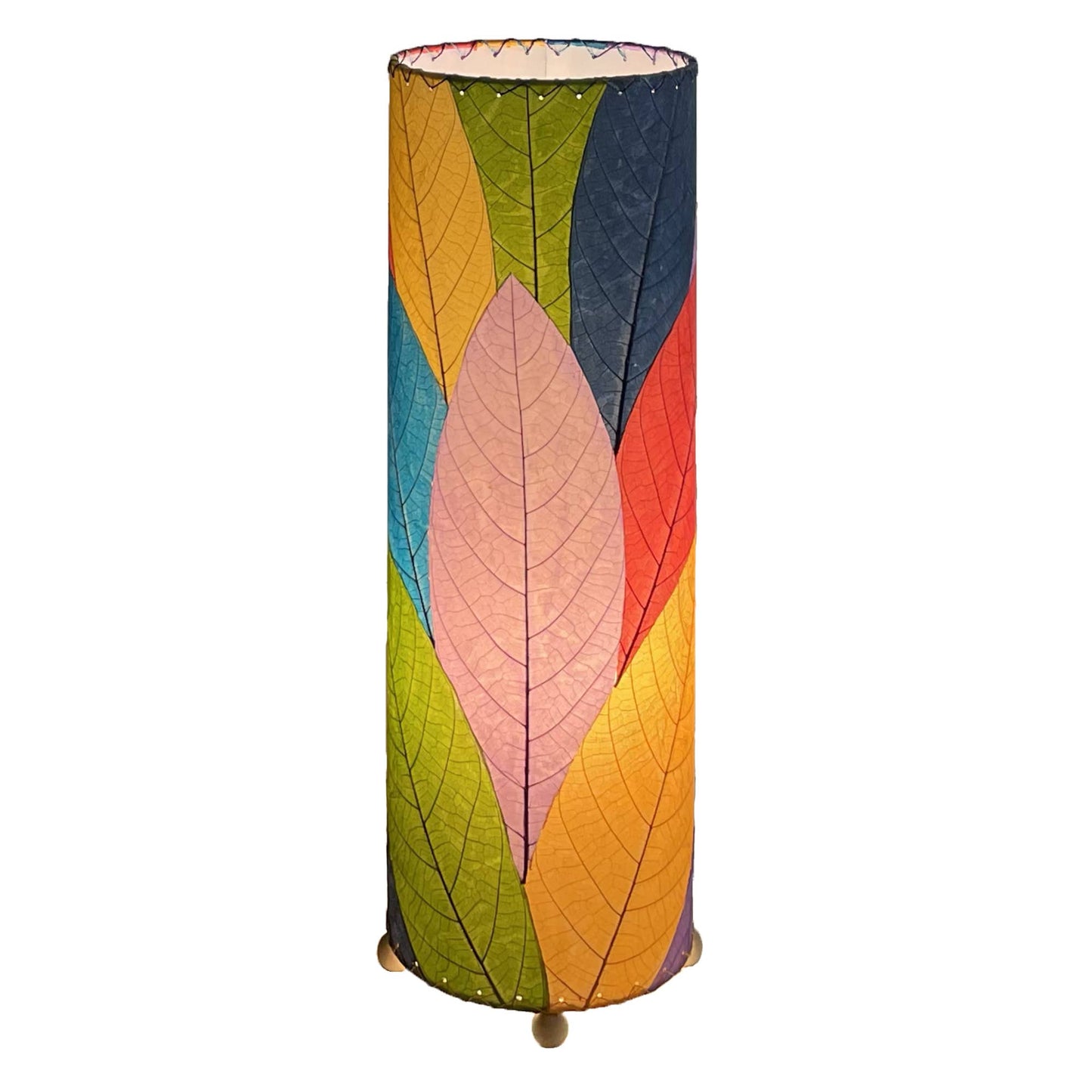 24 Inch Cocoa Leaf Cylinder Table Lamp Multi - Eurohaus Modern Furniture LLC
