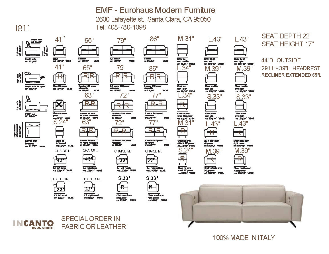 INCANTO - I811 SOFA WITH 2 RECLINERS