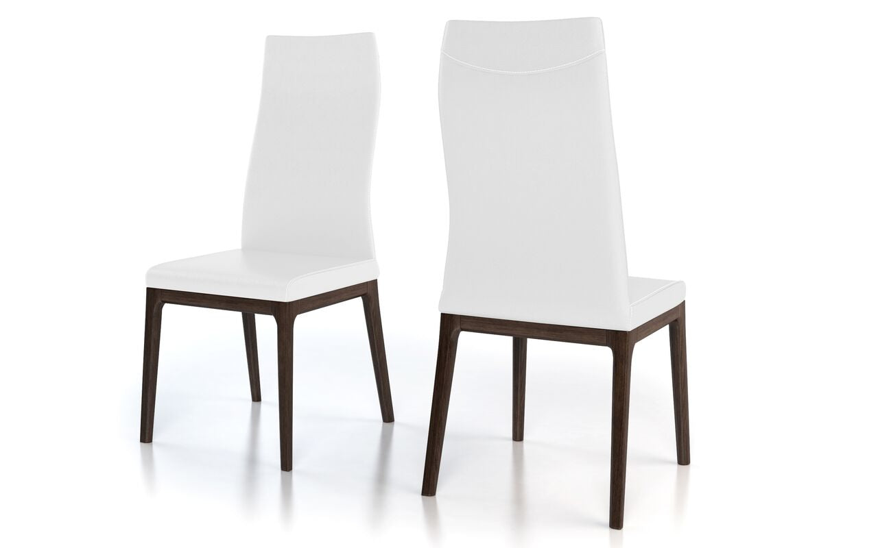 Genuine white best sale leather dining chairs