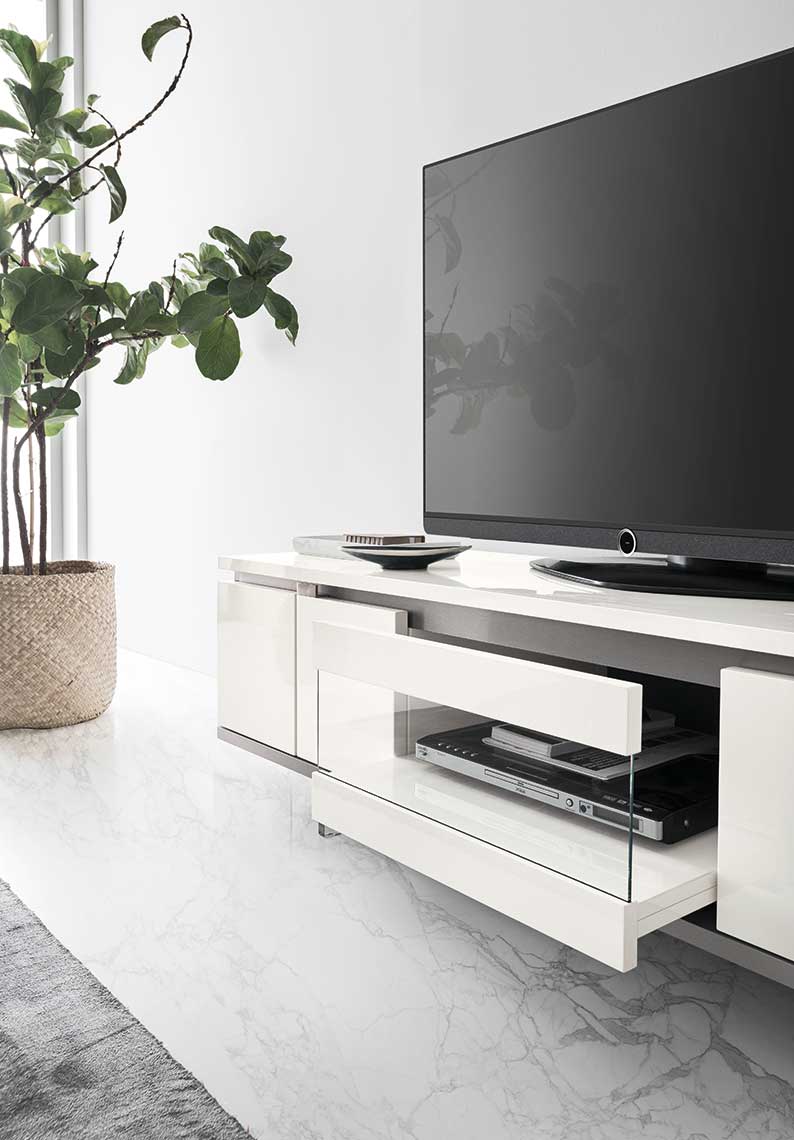Artemide White Glossy Tv Stand