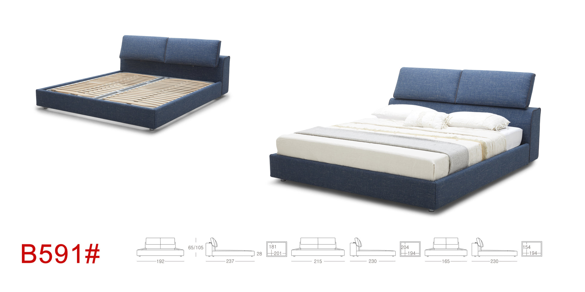 EMF Platform Bed KTOUCH B591 King size by - Eurohaus Modern Furniture LLC