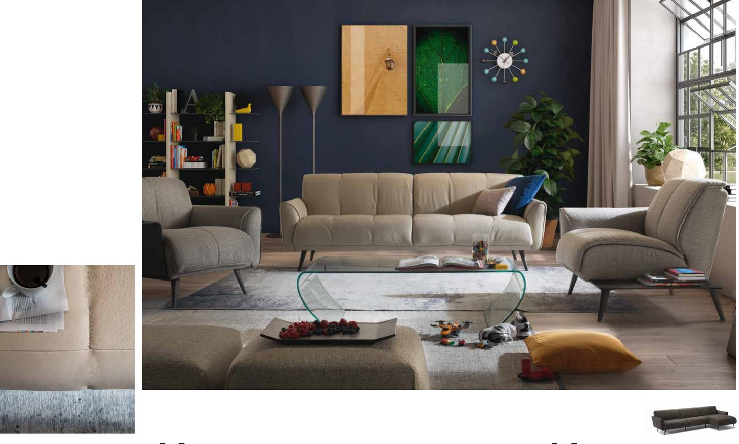 Natuzzi B993 Mid-Century Style Collection - Eurohaus Modern Furniture LLC