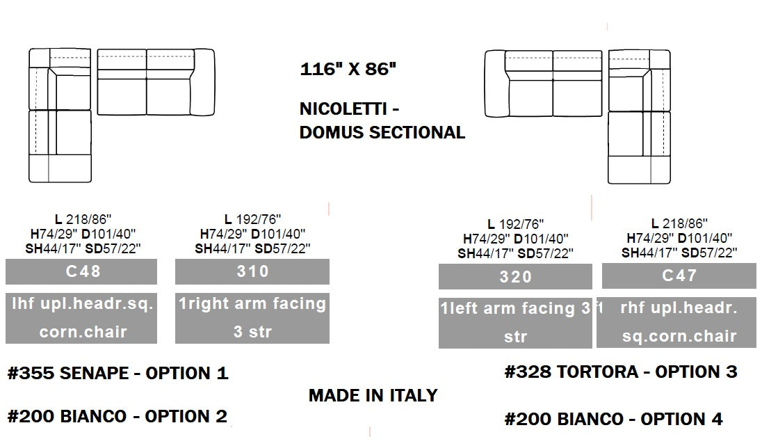 NICOLETTI - DOMUS LEATHER SECTIONAL - ITALY