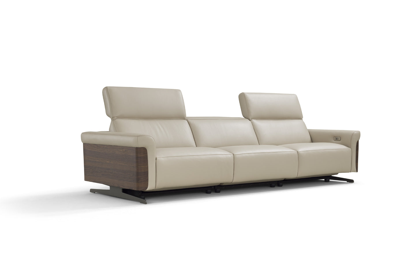 INCANTO - I803 EXTRA LARGE Sofa 119"L with Walnut Arm Accents with/3 power Recliners