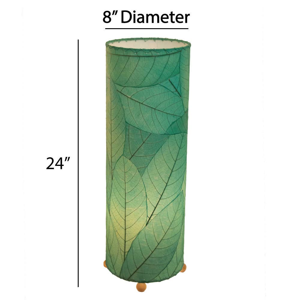 24 Inch Cocoa Leaf Cylinder Table Lamp Sea Blue