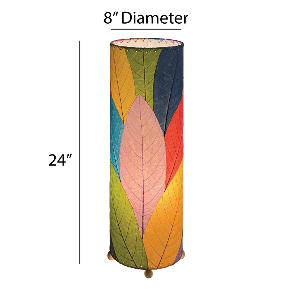 24 Inch Cocoa Leaf Cylinder Table Lamp Multi