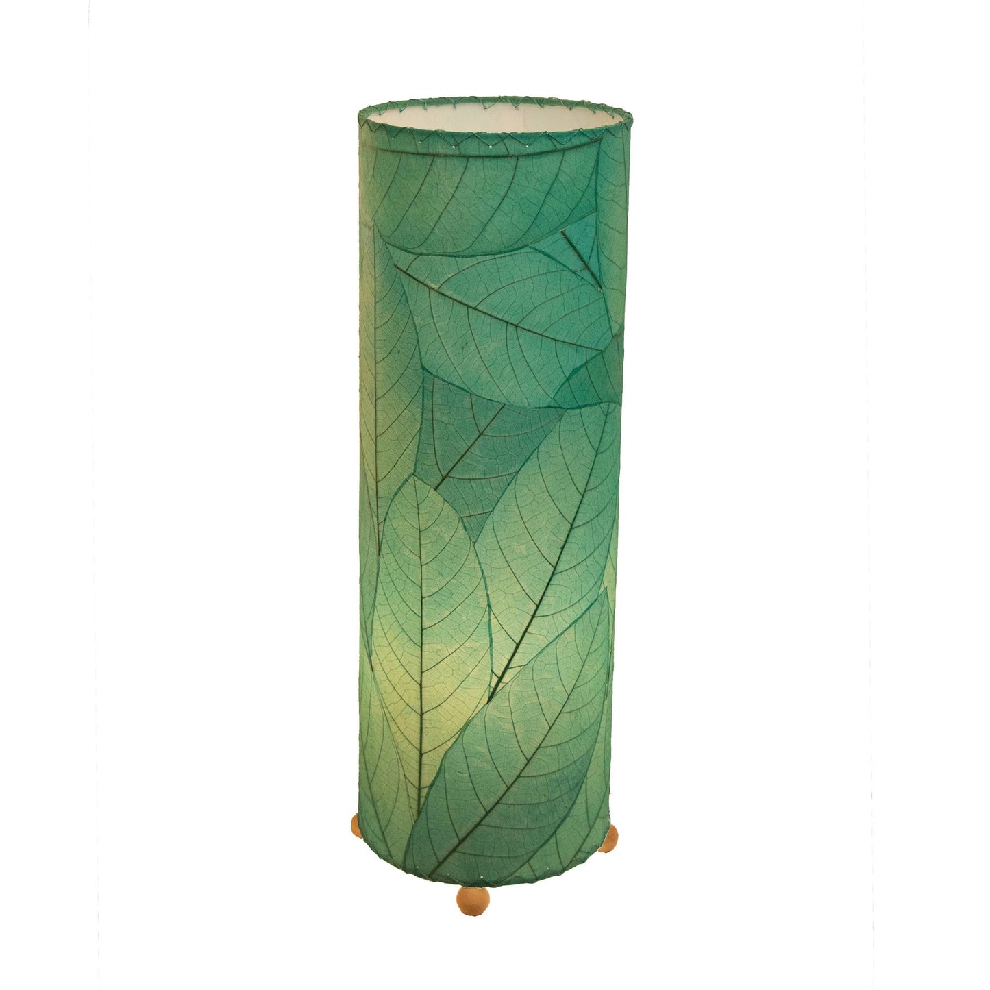 24 Inch Cocoa Leaf Cylinder Table Lamp Sea Blue