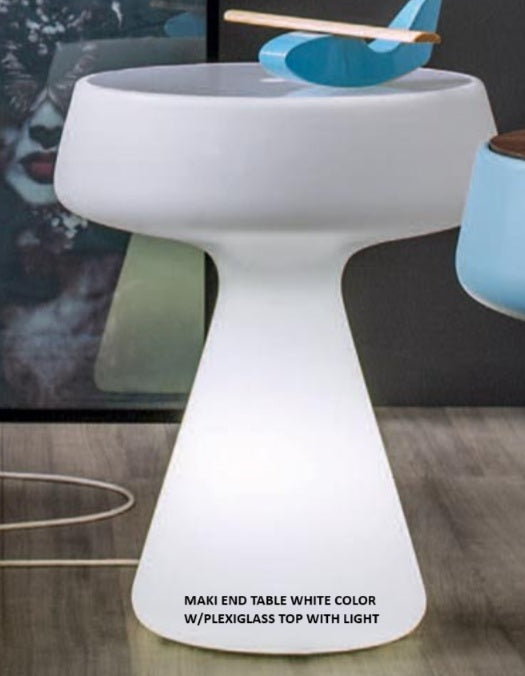TONIN CASA MAKI WHITE END TABLE WITH LIGHT