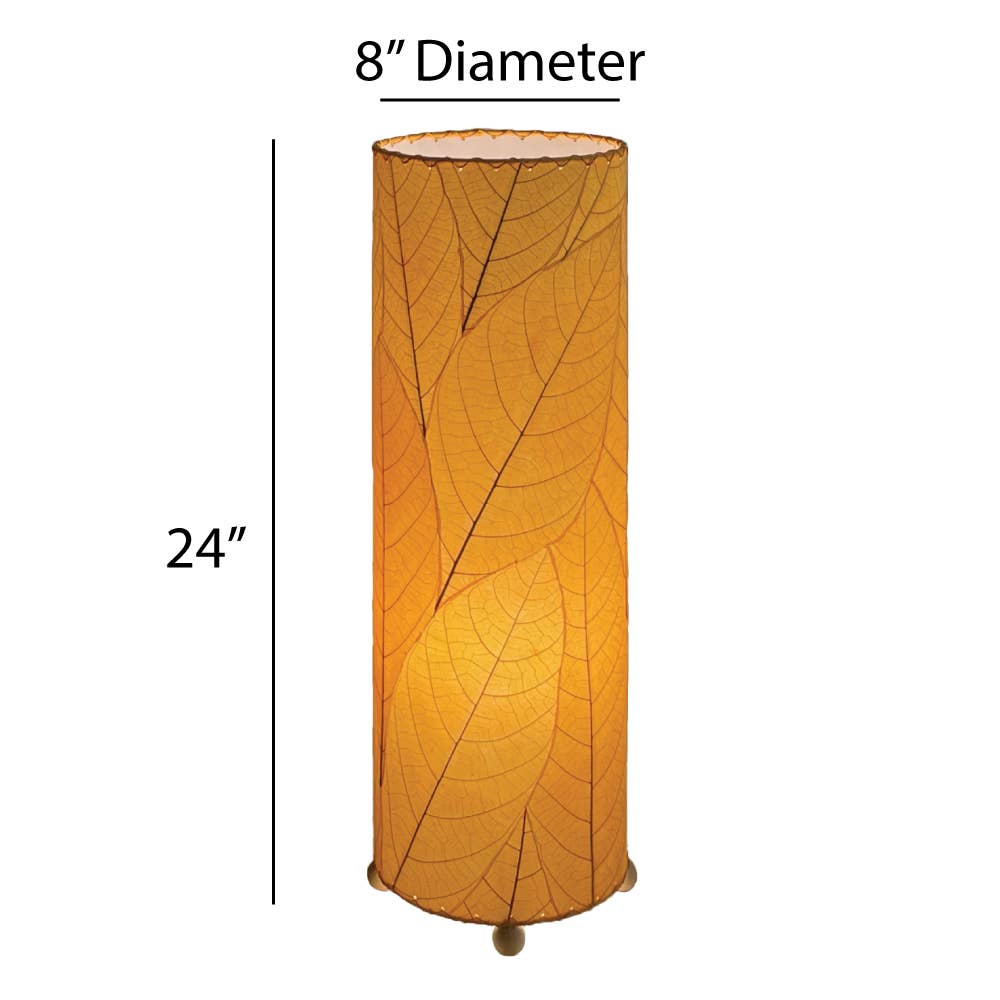 24 Inch Cocoa Leaf Cylinder Table Lamp Orange