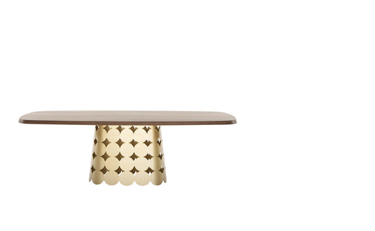 Tonin Casa - Italy - Pois Solid Wood Heat treated top with matt gold base - Eurohaus Modern Furniture LLC