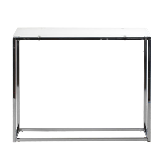 Sandor Console Pure White Glass Table w/Chrome Base