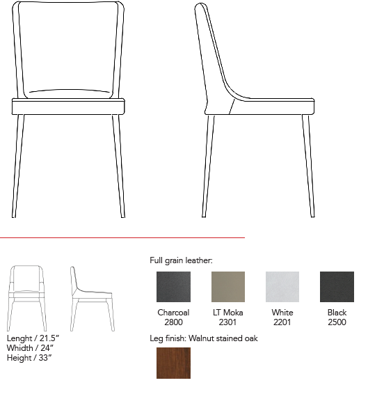 Colibri Genuine leather Ann side chair ( set of 2) - Eurohaus Modern Furniture LLC
