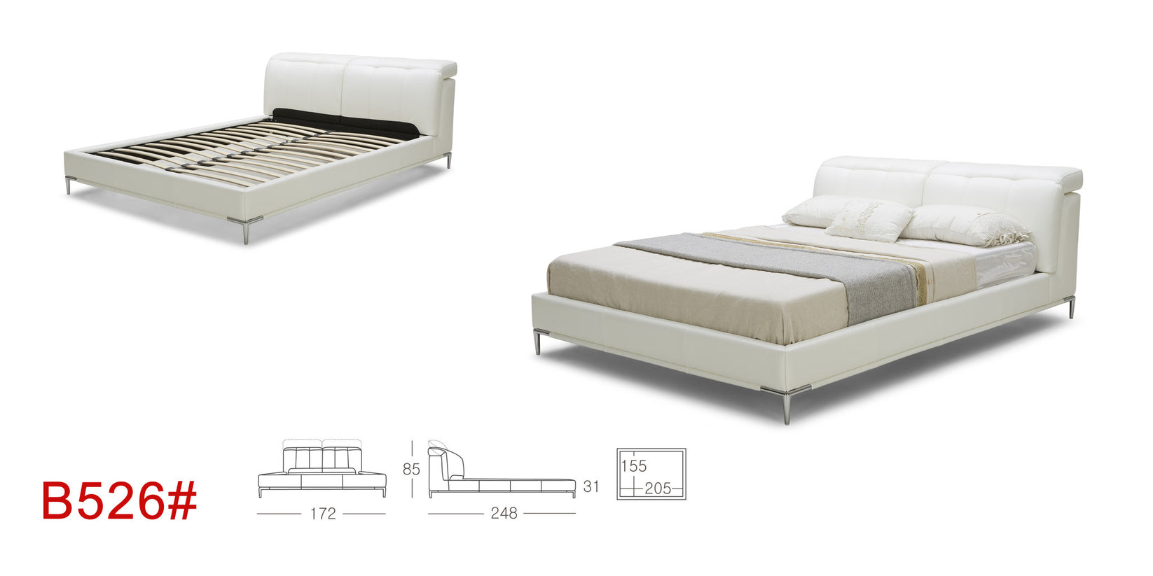 EMF KTOUCH B526 Modern Upholstered Platform Bed with Adjustable