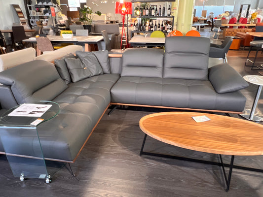 INCANTO - I734 Leather sectional with Walnut Accents
