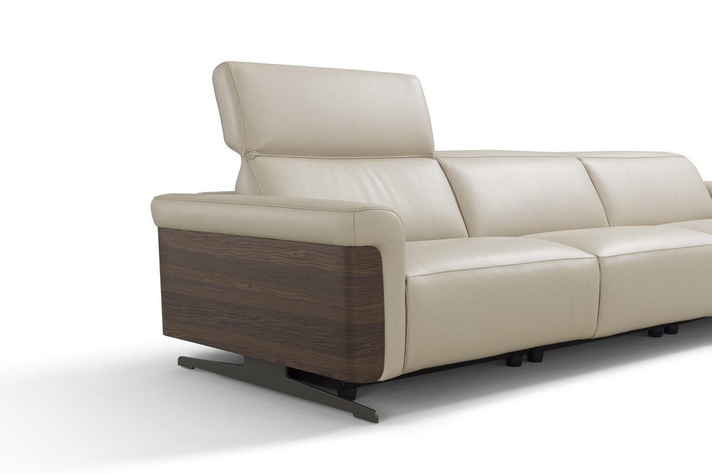 INCANTO - I803 EXTRA LARGE Sofa 119"L with Walnut Arm Accents with/3 power Recliners