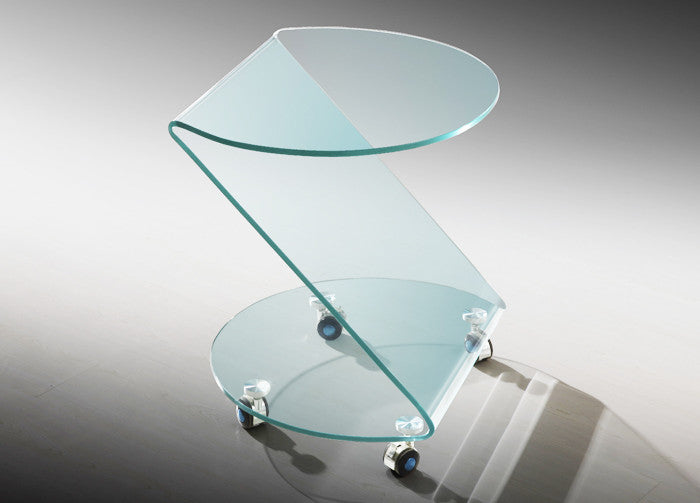 MOO5 Alll Glass Side Table with Casters