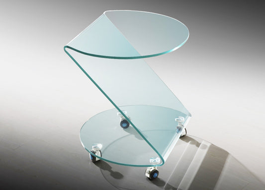 MOO5 Alll Glass Side Table with Casters - Eurohaus Modern Furniture LLC