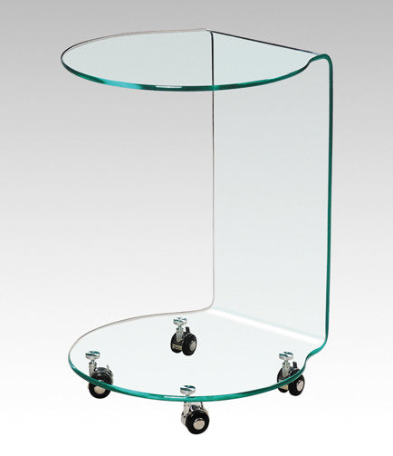 EMF M008 All Glass Round Side Table with Casters